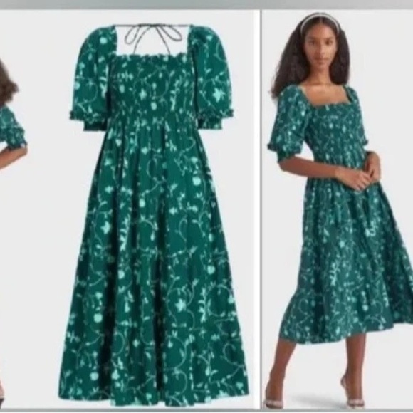 Hill House The Nesli Nap Dress - Emerald Botanical Poplin- perfect condition - Picture 5 of 5